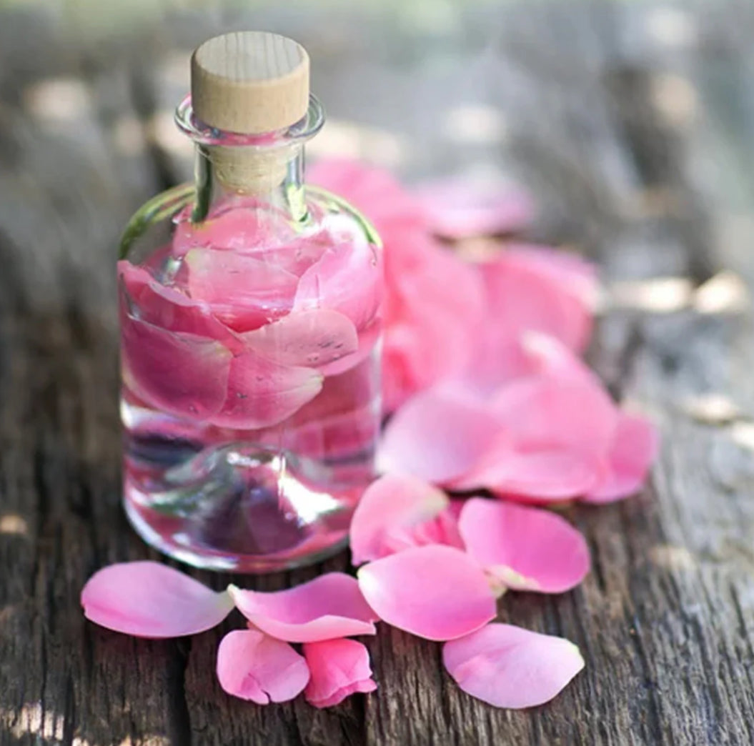 Pure Rose Water in glass container