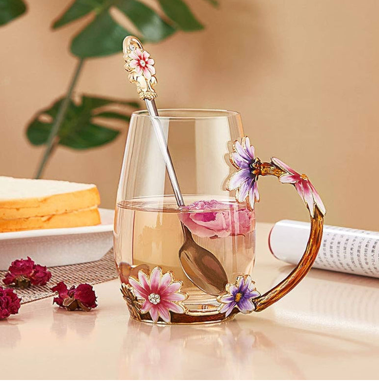 Give Me My Flowers 🌺 glass coffee mugs